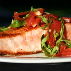 Pan-Seared Salmon with Tomato, Basil and Balsamic Topping &ndash; PotsandPans