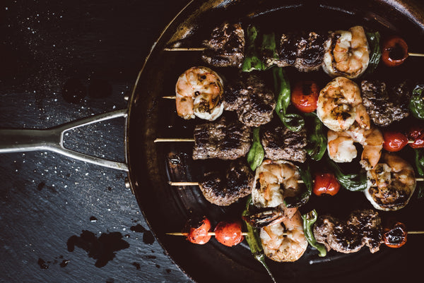 Surf &amp; Turf Skewers with Chimichurri Sauce- PotsandPans.com