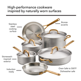 Stonewash Stainless Steel 5-Ply Clad 10-Piece Cookware Set