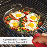 High-heat tolerance for use from stove to oven to grill