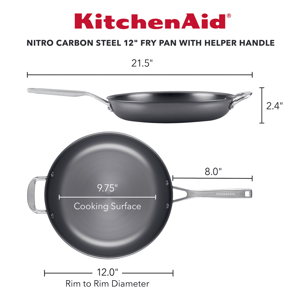 NITRO Carbon Steel 12-Inch Skillet With Helper Handle – PotsandPans