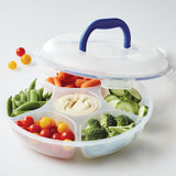 Divided Appetizer and Snack Container with Lid and Handle