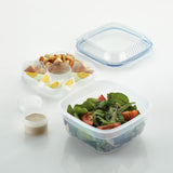 Salad Container with Removable Tray and Dressing Cup