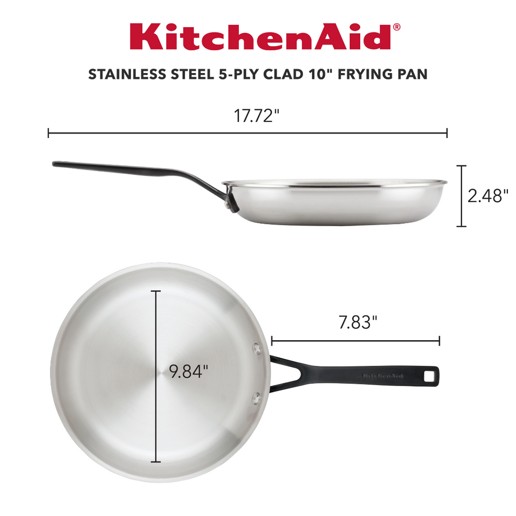 Stainless Steel 5-Ply Clad 10-Inch Frying Pan