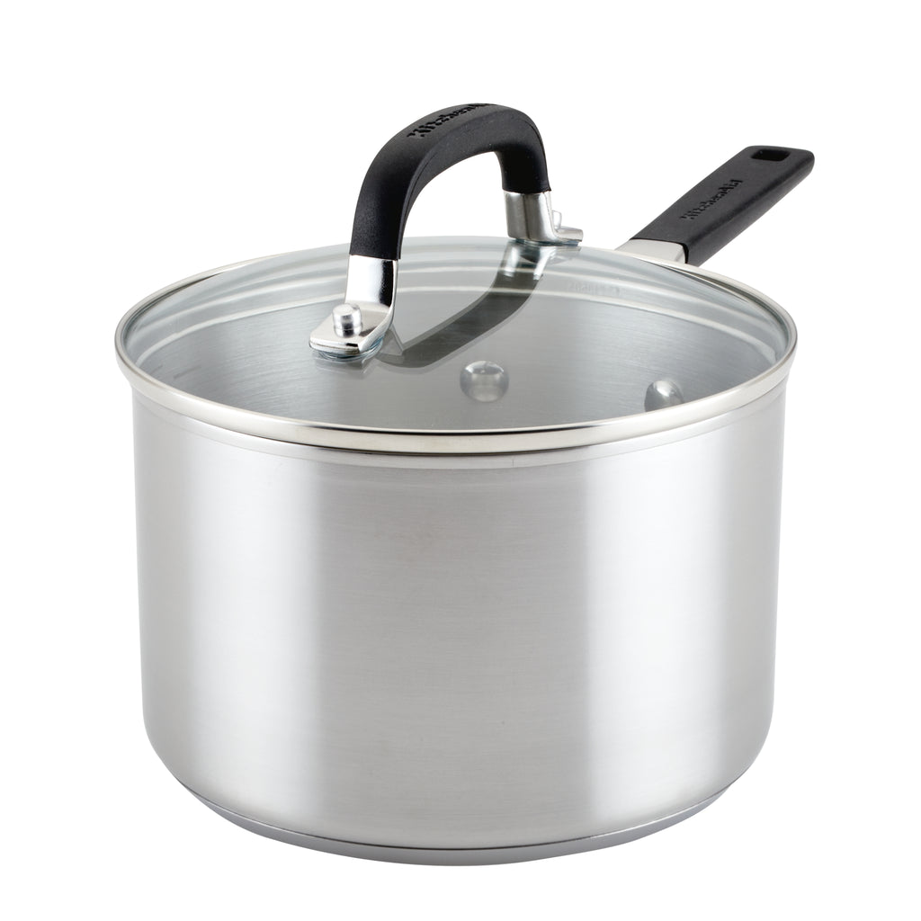 KitchenAid 3-Ply Base Stainless Steel Stockpot with Lid, 8-Quart, Brushed Stainless  Steel & Reviews