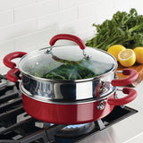 Create Delicious 3-Quart Hard Anodized Nonstick Induction Steamer Set