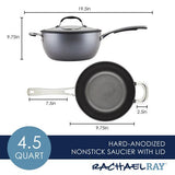 4.5-Quart Hard Anodized Nonstick Saucier Pan with Lid and Helper Handle