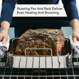 Stainless Steel 5-Ply Clad Roaster with Removable Rack