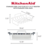 Stainless Steel 5-Ply Clad Roaster with Removable Rack