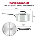 Stainless Steel 5-Ply Clad 3-Quart Saucepan with Lid