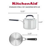 Stainless Steel 2-Quart Saucepan with Measuring Marks and Lid