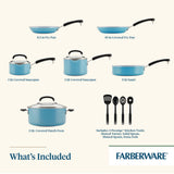 13-Piece Recycled Aluminum Ceramic Nonstick Cookware Set | Aqua