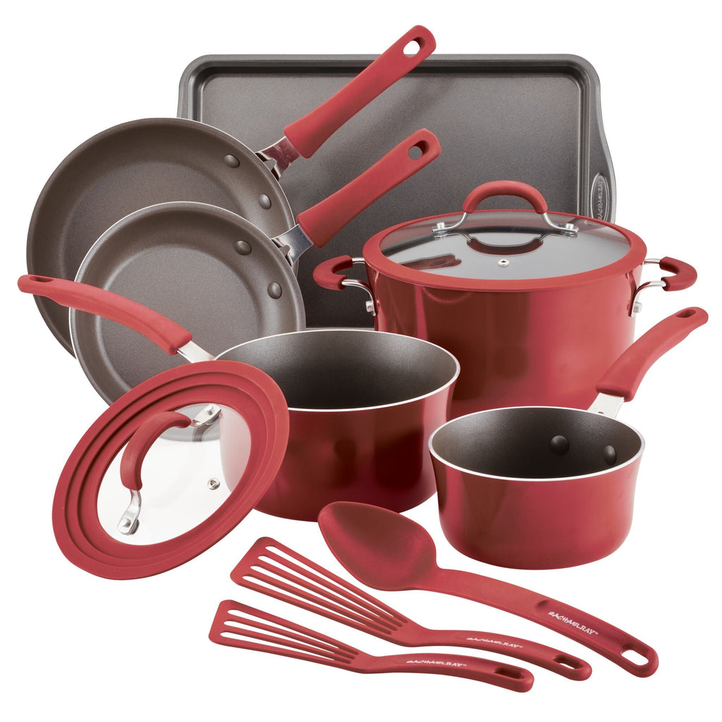 Rachael Ray Nitro Cast Iron Skillet 12-in ,Red