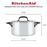 Stainless Steel 5-Ply Clad 6-Quart Stockpot with Lid