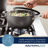 4.5-Quart Hard Anodized Nonstick Saucier Pan with Lid and Helper Handle