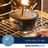 4.5-Quart Hard Anodized Nonstick Saucier Pan with Lid and Helper Handle