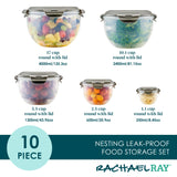 10-Piece Nestable Round Storage Containers | Gray