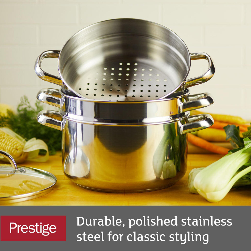 4 Quart Stainless Steel Steamer and Double Basket Set