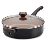 Glide Copper Ceramic 4-Quart Covered Saute with Helper Handle