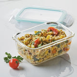 Airtight-Leakproof Borosilicate Glass 4-Piece 14-Oz. Rectangular Container Set