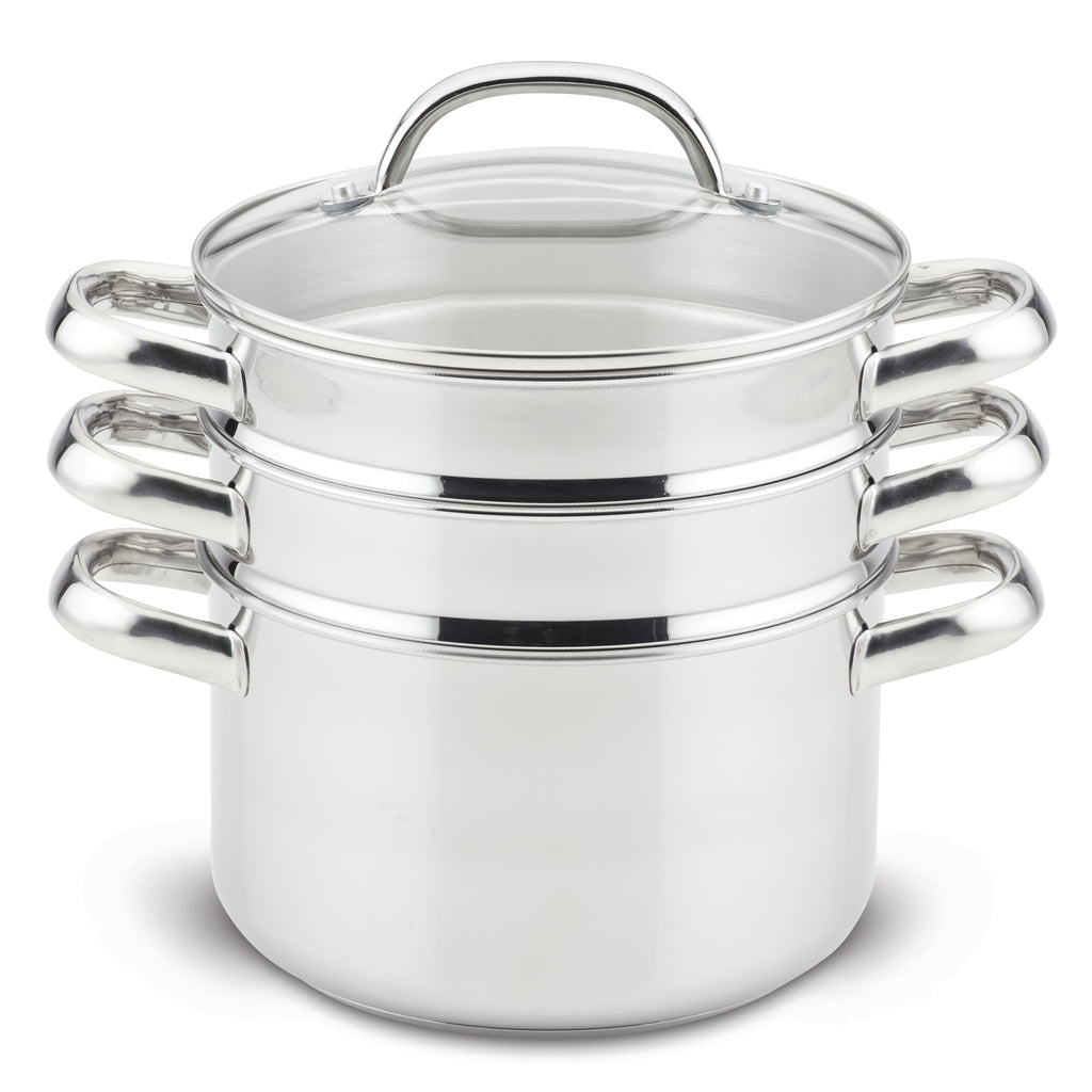 Uniware Stainless Steel Pot with Glass Lid (2 QT) Silver/Black