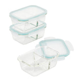 Airtight-Leakproof Divided Borosilicate Glass Food Storage 3-Piece 24-Ounce Set