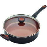 Glide Copper Ceramic 4-Quart Covered Saute with Helper Handle