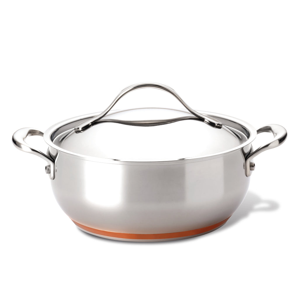 Anolon Nouvelle Copper Stainless Steel 12-Inch Covered French Skillet