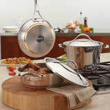 Nouvelle Copper Stainless Steel 3.5-Quart Saucepan with Straining Lid