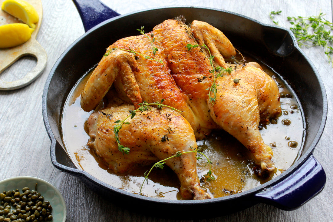 Spatchcocked Chicken with Lemon-Caper Butter