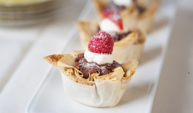 Berry and Chocolate Tarts with Filo Pastry