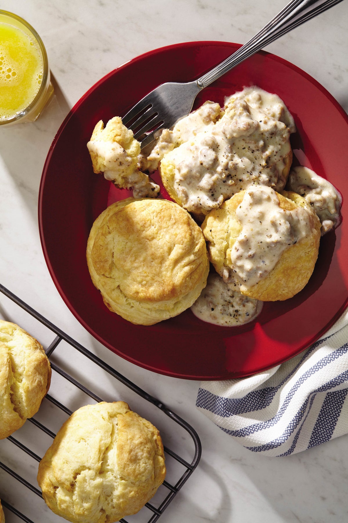 Flaky Buttermilk Biscuits with Sausage Gravy