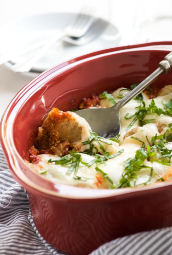 Caprese Meatball Quinoa Bake