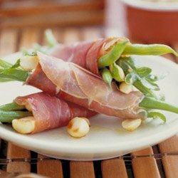 Haricot Vert, Macadamia and Prosciutto Wraps
