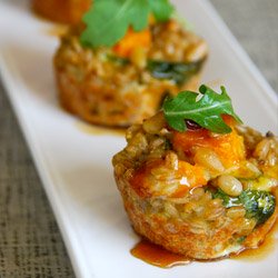 Maple Syrup Glazed Barley and Squash "Cupcakes"