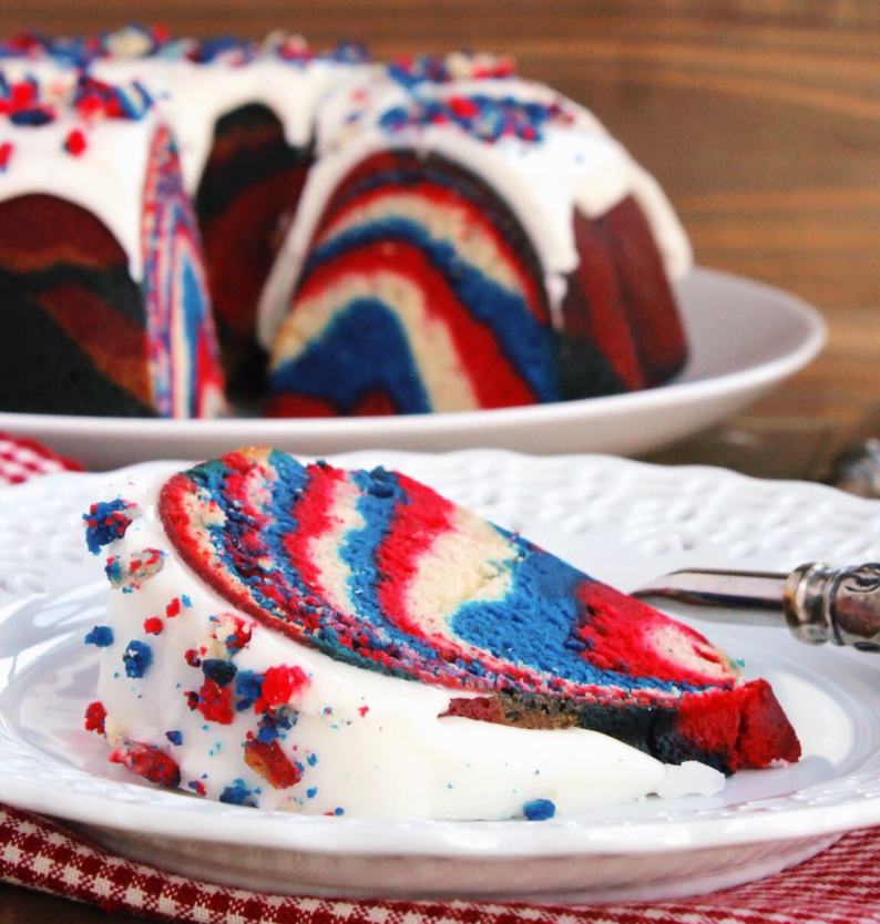 Red White and Blue Swirled Cake