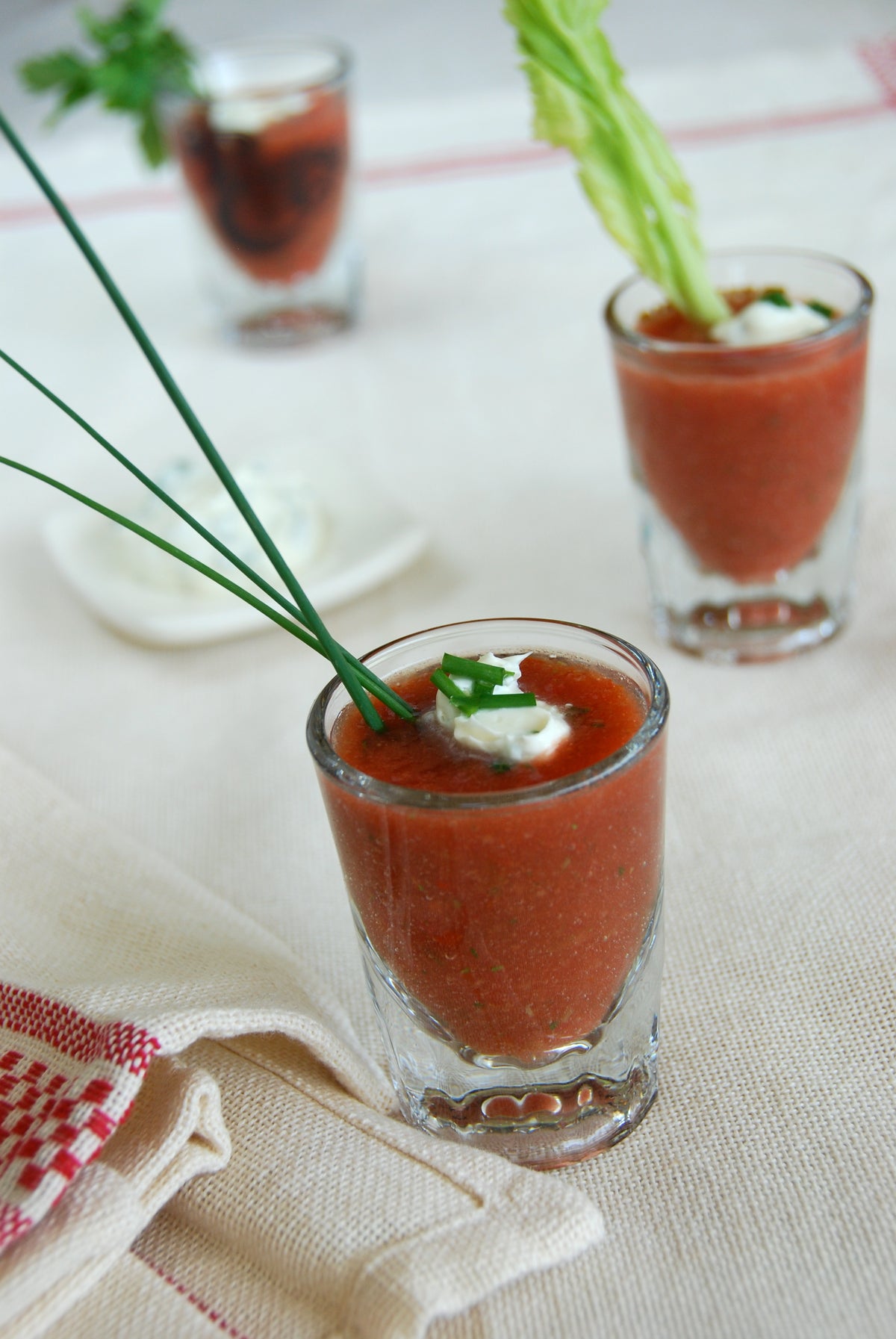 Gazpacho Shooters with Herbed Mascarpone