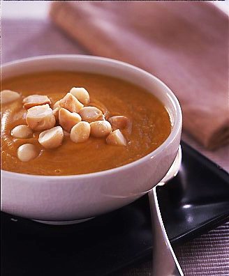 Pumpkin Ginger Soup with Toasted Macadamias