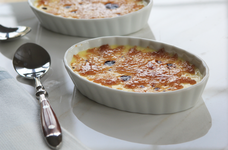 Pecorino Crème Brulee with Caramelized Balsamic Sugar