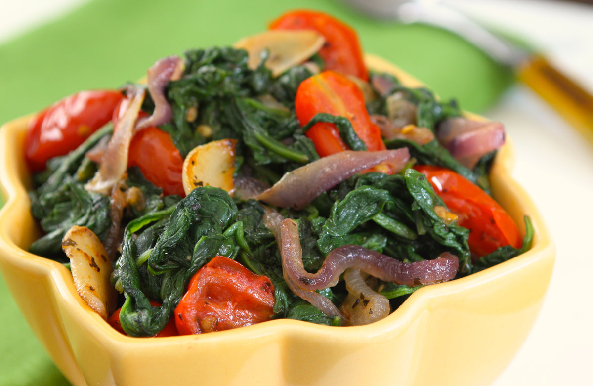 Wilted Spinach with Cherry Tomatoes