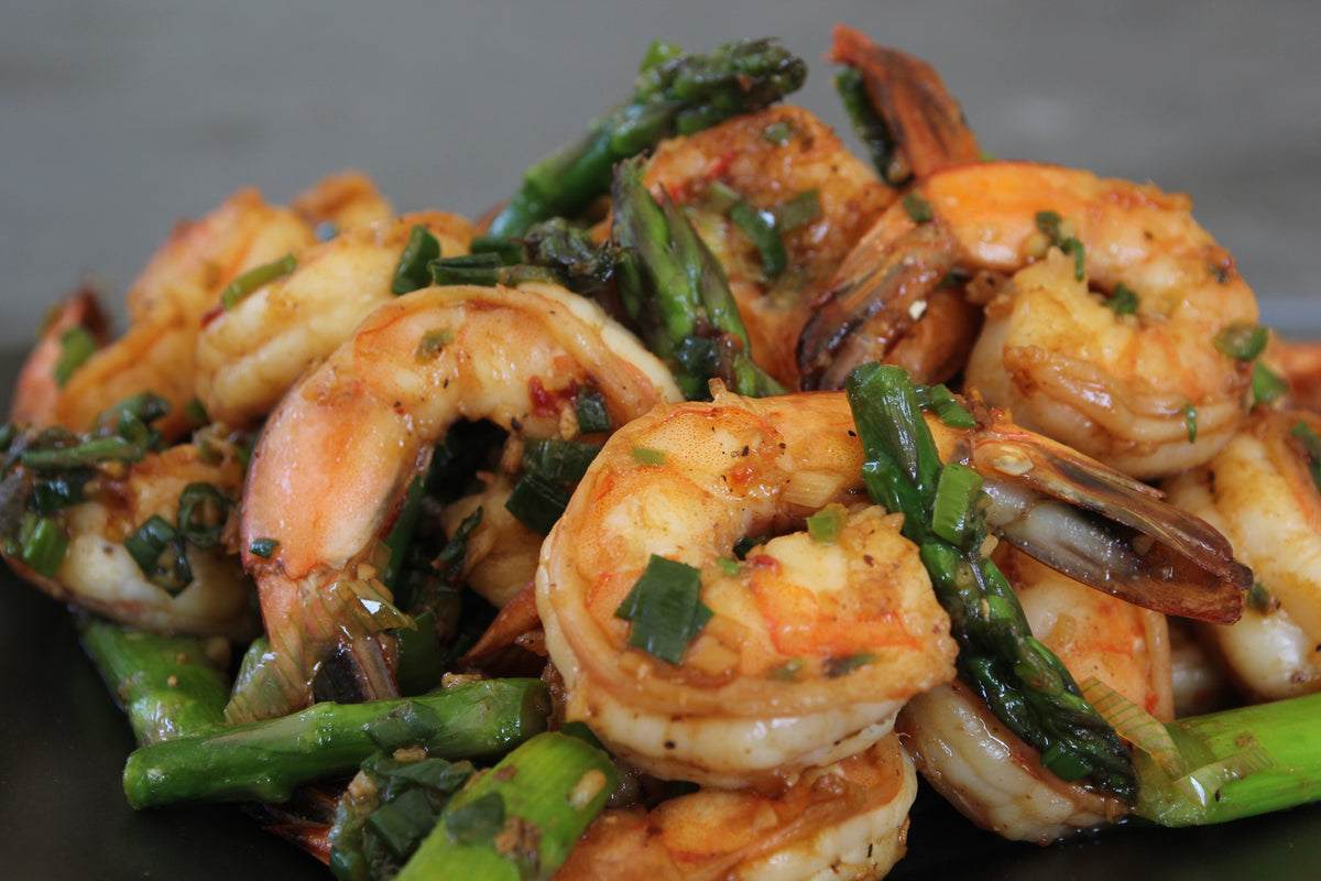 Salt and Pepper Stir-Fried Shrimp with Asparagus