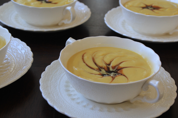 Creamy White Bean Soup with Pomegranate Drizzle
