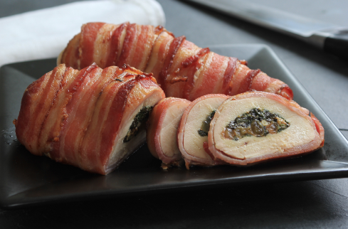 Bacon Wrapped Chicken Breasts Stuffed with Sicilian Greens