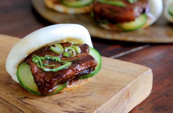 Soy Braised Pork Belly with Chinese Steamed Buns