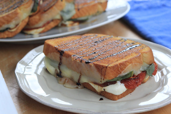 Grilled Cheese Caprese with Balsamic Syrup Drizzle