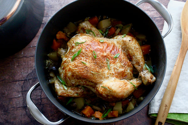Miso-Soy Braised Chicken with Winter Earth Vegetables