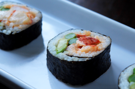 Spicy Lobster, Asparagus and Avocado Rolls