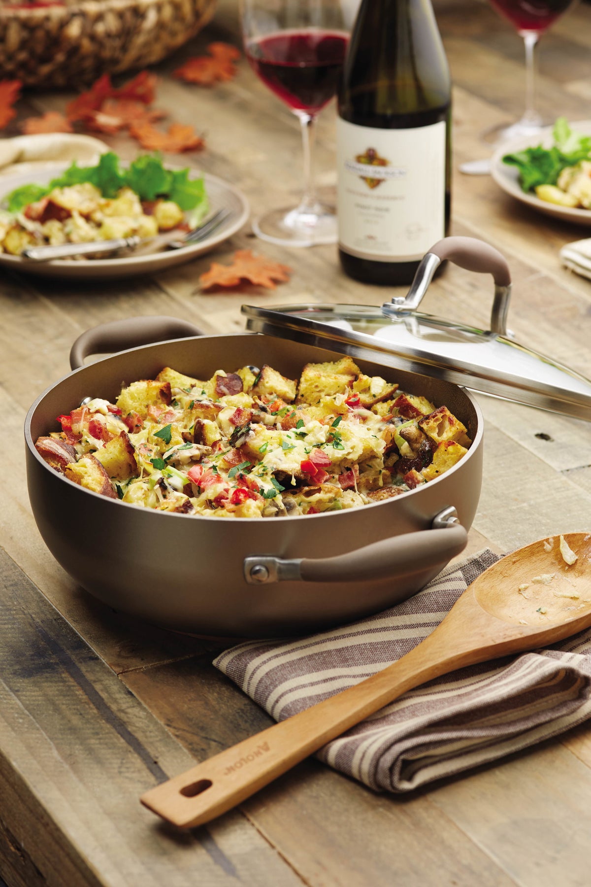 Savory Mushroom, Bacon, and Gruyere Bread Pudding