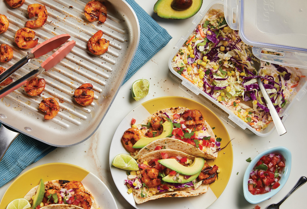 Shrimp Tacos with Corn Slaw