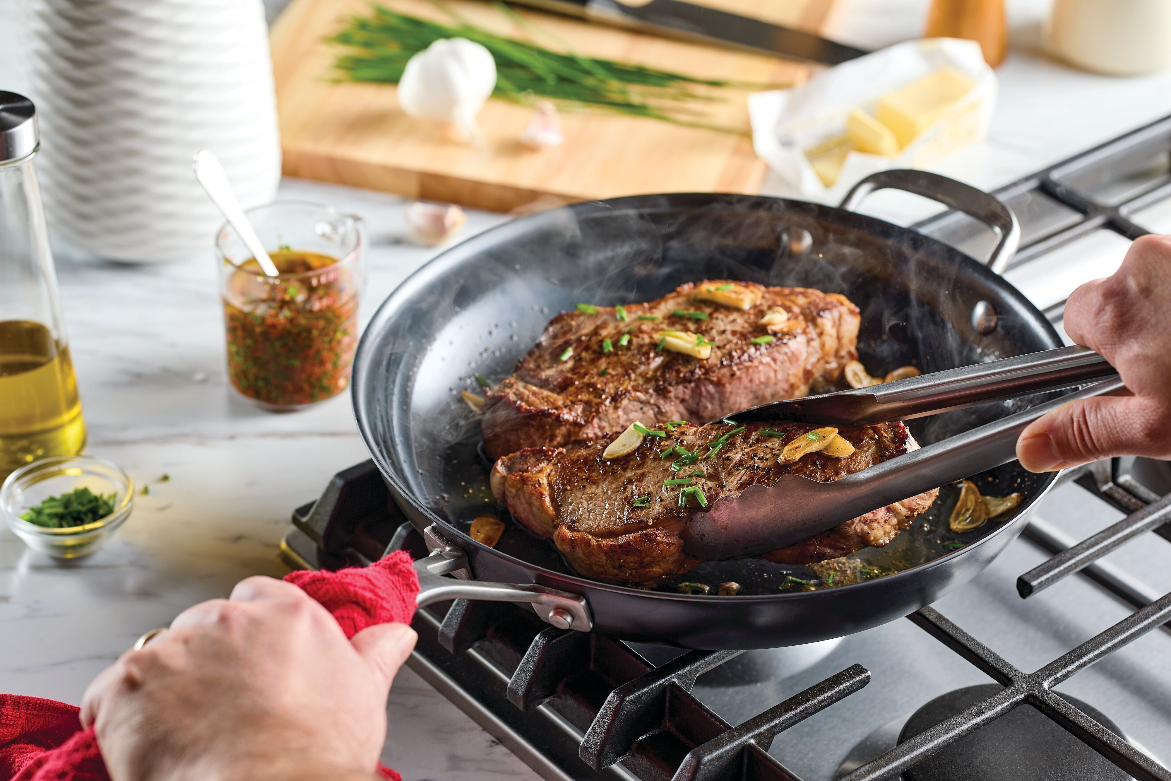 New York Steak with Red Pepper Chimichurri